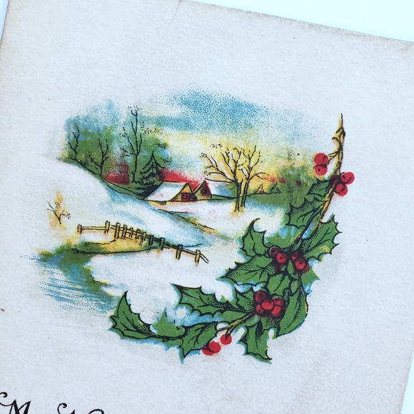 Antique Postcard New Year Holiday Victorian Farm Country Snow Winter Retro 1900s - Picture 4 of 5